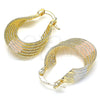 Oro Laminado Small Hoop, Gold Filled Style Twist Design, Diamond Cutting Finish, Tricolor, 5.158.010.20