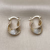Oro Laminado Small Hoop, Gold Filled Style Twist Design, Diamond Cutting Finish, Tricolor, 5.158.010.20
