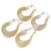 Oro Laminado Small Hoop, Gold Filled Style Twist Design, Diamond Cutting Finish, Tricolor, 5.158.010.20