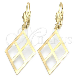 Oro Laminado Dangle Earring, Gold Filled Style Filigree Design, Polished, Golden Finish, 5.088.012
