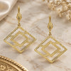 Oro Laminado Dangle Earring, Gold Filled Style Diamond Design, Diamond Cutting Finish, Golden Finish, 5.088.008