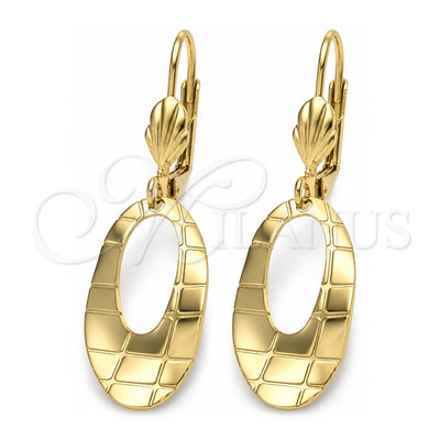 Oro Laminado Dangle Earring, Gold Filled Style Polished, Golden Finish, 5.076.005