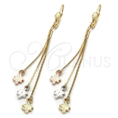 Oro Laminado Long Earring, Gold Filled Style Leaf Design, Diamond Cutting Finish, Tricolor, 5.076.010 for wholesale, main product view