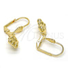 Oro Laminado Dangle Earring, Gold Filled Style Teddy Bear Design, Diamond Cutting Finish, Golden Finish, 5.123.031