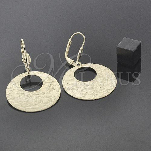 Oro Laminado Dangle Earring, Gold Filled Style Flower Design, Polished, Golden Finish, 5.086.007