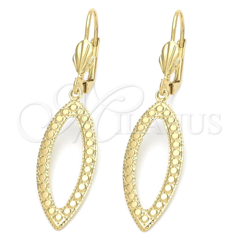Oro Laminado Dangle Earring, Gold Filled Style Teardrop Design, Polished, Golden Finish, 5.104.014