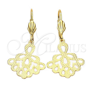 Oro Laminado Dangle Earring, Gold Filled Style Diamond Cutting Finish, Golden Finish, 5.121.012