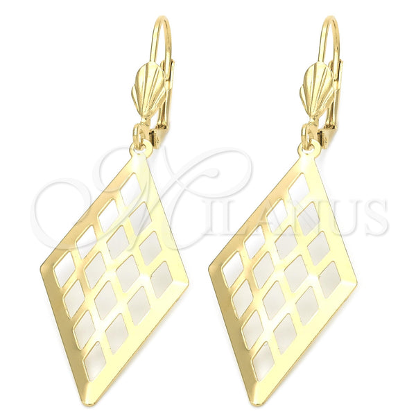 Oro Laminado Dangle Earring, Gold Filled Style Filigree Design, Polished, Golden Finish, 5.100.010