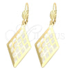 Oro Laminado Dangle Earring, Gold Filled Style Filigree Design, Polished, Golden Finish, 5.100.010