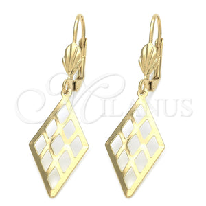Oro Laminado Dangle Earring, Gold Filled Style Filigree Design, Polished, Golden Finish, 5.108.006