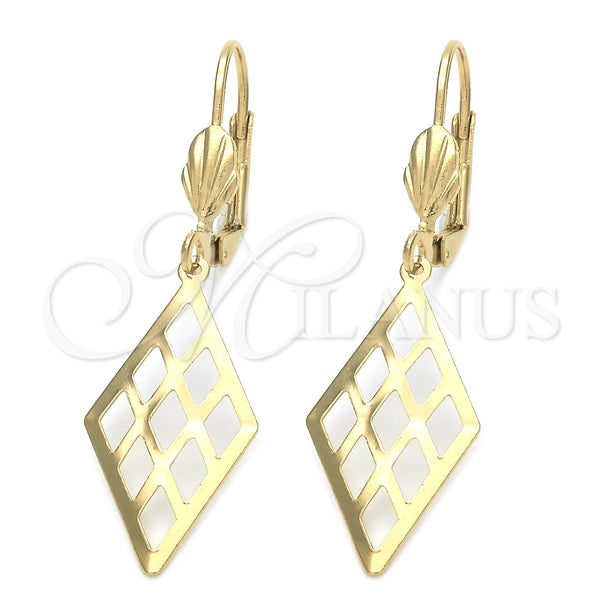 Oro Laminado Dangle Earring, Gold Filled Style Filigree Design, Polished, Golden Finish, 5.108.006