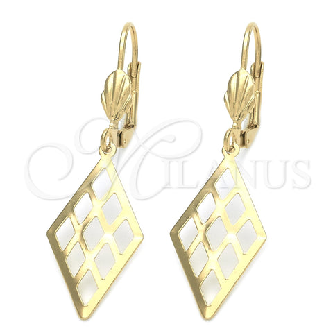 Oro Laminado Dangle Earring, Gold Filled Style Filigree Design, Polished, Golden Finish, 5.108.006