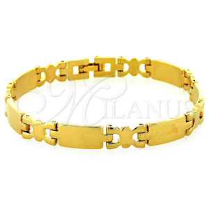 Oro Laminado Solid Bracelet, Gold Filled Style Polished, Golden Finish, 03.63.0525 (08 MM Thickness, 8 Inches Length)