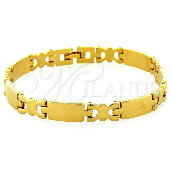 Oro Laminado Solid Bracelet, Gold Filled Style Polished, Golden Finish, 03.63.0525 (08 MM Thickness, 8 Inches Length)