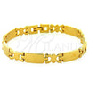 Oro Laminado Solid Bracelet, Gold Filled Style Polished, Golden Finish, 03.63.0525 (08 MM Thickness, 8 Inches Length)