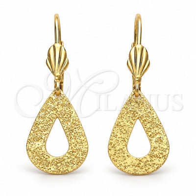 Oro Laminado Dangle Earring, Gold Filled Style Teardrop Design, Matte Finish, Golden Finish, 5.088.009