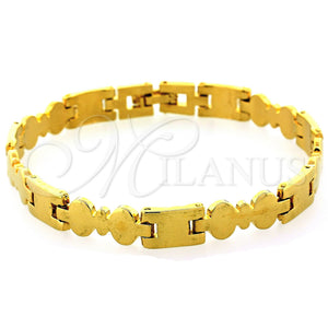 Oro Laminado Solid Bracelet, Gold Filled Style Polished, Golden Finish, 03.63.0527 (08 MM Thickness, 8 Inches Length)