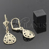 Oro Laminado Dangle Earring, Gold Filled Style Leaf Design, Polished, Golden Finish, 5.084.019
