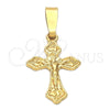 Oro Laminado Religious Pendant, Gold Filled Style Crucifix Design, Polished, Golden Finish, 5.192.028