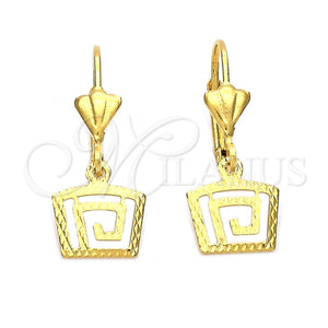 Oro Laminado Dangle Earring, Gold Filled Style Spiral Design, Diamond Cutting Finish, Golden Finish, 5.067.012