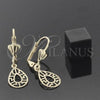 Oro Laminado Dangle Earring, Gold Filled Style Teardrop Design, Polished, Golden Finish, 5.082.007