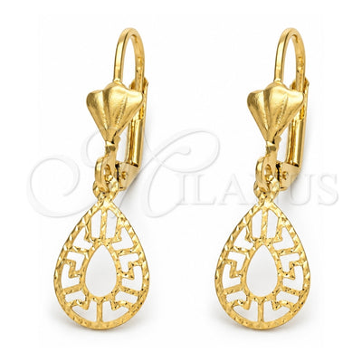 Oro Laminado Dangle Earring, Gold Filled Style Teardrop Design, Polished, Golden Finish, 5.082.007