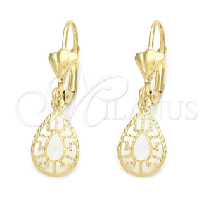 Oro Laminado Dangle Earring, Gold Filled Style Teardrop Design, Polished, Golden Finish, 5.082.007