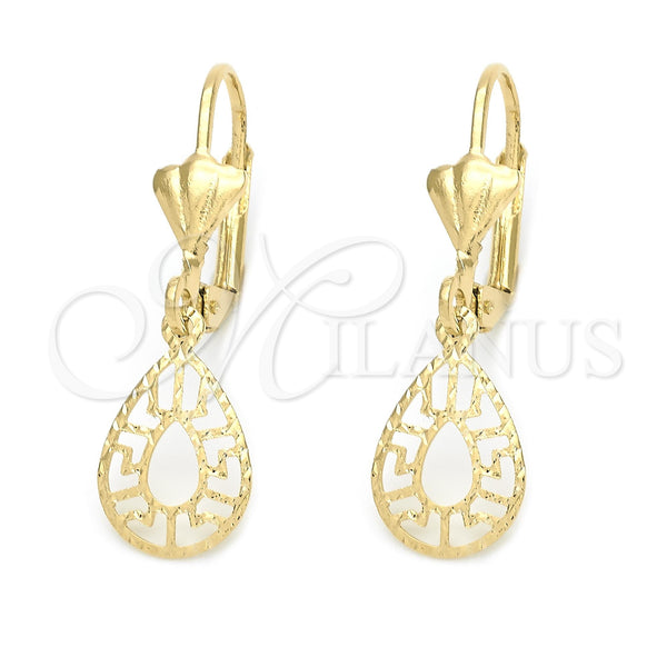 Oro Laminado Dangle Earring, Gold Filled Style Teardrop Design, Polished, Golden Finish, 5.082.007