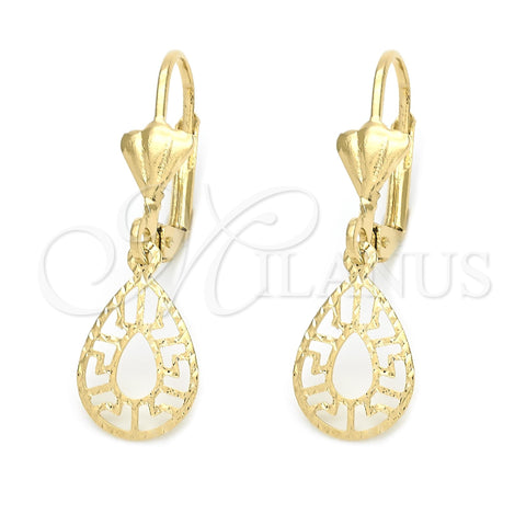 Oro Laminado Dangle Earring, Gold Filled Style Teardrop Design, Polished, Golden Finish, 5.082.007