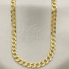 Oro Laminado Basic Necklace, Gold Filled Style Pave Cuban Design, Diamond Cutting Finish, Golden Finish, 5.223.004.30 (140 Gauge, 06 MM Thickness, 30 Inches Length)