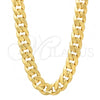Oro Laminado Basic Necklace, Gold Filled Style Concave Cuban Design, Polished, Golden Finish, 5.223.001.30 (230 Gauge, 09 MM Thickness, 30 Inches Length)