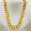 Oro Laminado Basic Necklace, Gold Filled Style Concave Cuban Design, Polished, Golden Finish, 5.223.001.30 (230 Gauge, 09 MM Thickness, 30 Inches Length)
