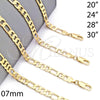 Oro Laminado Basic Necklace, Gold Filled Style Pave Figaro Design, Diamond Cutting Finish, Golden Finish, 5.223.034.24 (160 Gauge, 07 MM Thickness, 24 Inches Length)