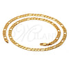 Oro Laminado Basic Necklace, Gold Filled Style Pave Figaro Design, Diamond Cutting Finish, Golden Finish, 5.223.034.30 (160 Gauge, 07 MM Thickness, 30 Inches Length)