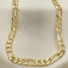 Oro Laminado Basic Necklace, Gold Filled Style Pave Figaro Design, Diamond Cutting Finish, Golden Finish, 5.223.034.30 (160 Gauge, 07 MM Thickness, 30 Inches Length)