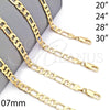 Oro Laminado Basic Necklace, Gold Filled Style Pave Figaro Design, Diamond Cutting Finish, Golden Finish, 5.223.034.30 (160 Gauge, 07 MM Thickness, 30 Inches Length)