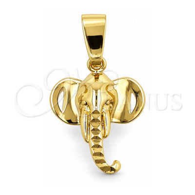 Oro Laminado Fancy Pendant, Gold Filled Style Elephant Design, Polished, Golden Finish, 5.183.014