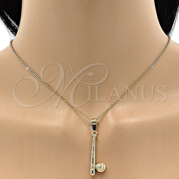 Oro Laminado Fancy Pendant, Gold Filled Style Ball Design, Diamond Cutting Finish, Golden Finish, 5.183.021