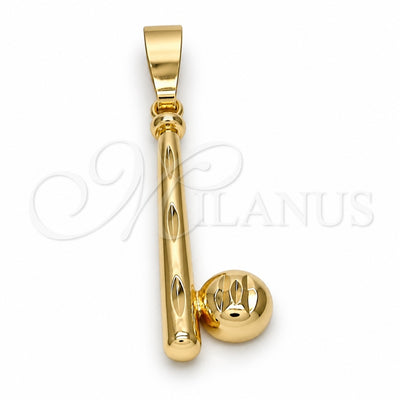Oro Laminado Fancy Pendant, Gold Filled Style Ball Design, Diamond Cutting Finish, Golden Finish, 5.183.021
