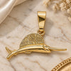 Oro Laminado Fancy Pendant, Gold Filled Style Fish Design, Diamond Cutting Finish, Golden Finish, 5.180.029