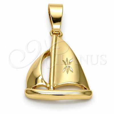 Oro Laminado Fancy Pendant, Gold Filled Style Diamond Cutting Finish, Golden Finish, 5.180.026