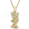 Oro Laminado Fancy Pendant, Gold Filled Style Eagle Design, Diamond Cutting Finish, Golden Finish, 5.183.020