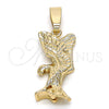 Oro Laminado Fancy Pendant, Gold Filled Style Eagle Design, Diamond Cutting Finish, Golden Finish, 5.183.020