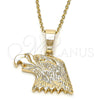 Oro Laminado Fancy Pendant, Gold Filled Style Eagle Design, Diamond Cutting Finish, Golden Finish, 5.182.008