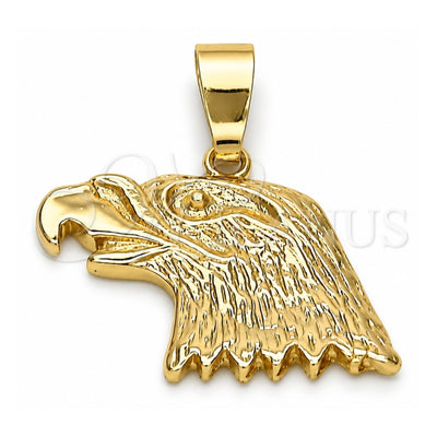 Oro Laminado Fancy Pendant, Gold Filled Style Eagle Design, Diamond Cutting Finish, Golden Finish, 5.182.008