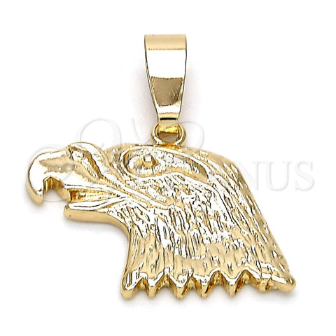 Oro Laminado Fancy Pendant, Gold Filled Style Eagle Design, Diamond Cutting Finish, Golden Finish, 5.182.008