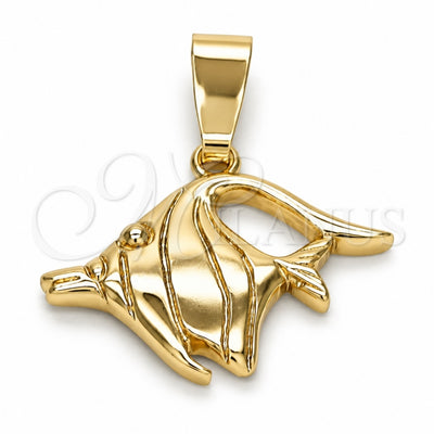 Oro Laminado Fancy Pendant, Gold Filled Style Fish Design, Diamond Cutting Finish, Golden Finish, 5.183.051