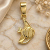 Oro Laminado Fancy Pendant, Gold Filled Style Fish Design, Diamond Cutting Finish, Golden Finish, 5.180.035