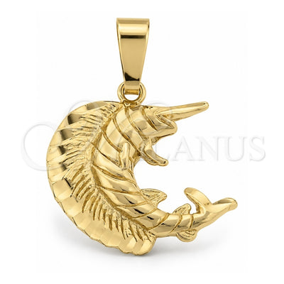 Oro Laminado Fancy Pendant, Gold Filled Style Fish Design, Diamond Cutting Finish, Golden Finish, 5.180.023