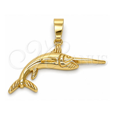 Oro Laminado Fancy Pendant, Gold Filled Style Fish Design, Polished, Golden Finish, 5.180.030